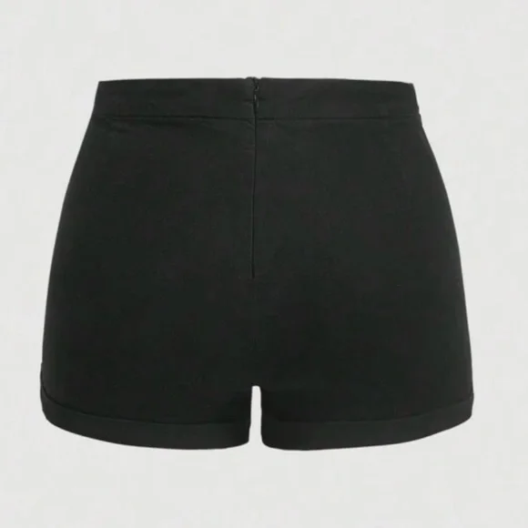 👍 Black Denim Buttoned Women's Shorts 👍 - Picture 2 of 8